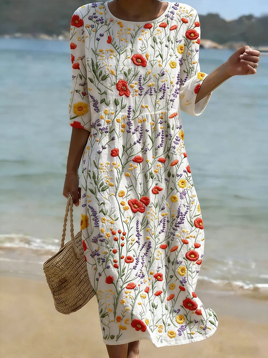 Léontine – Vestido casual com estampa floral